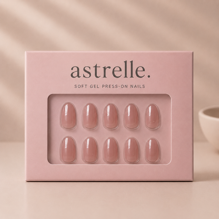 Capri milky pink oval soft gel press-on nails by astrelle
