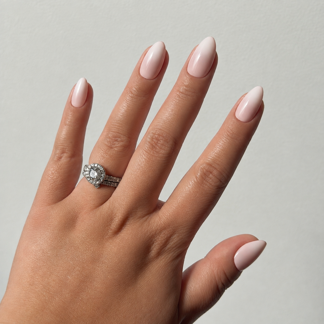 Chantilly ombre milky pink soft gel press-on nails by astrelle