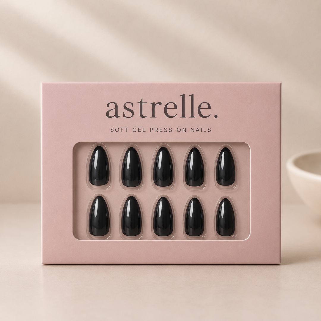 Date Night black soft gel press-on nails by astrelle