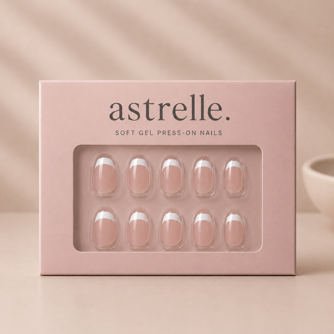 Paris classic French tip soft gel press-on nails packaging