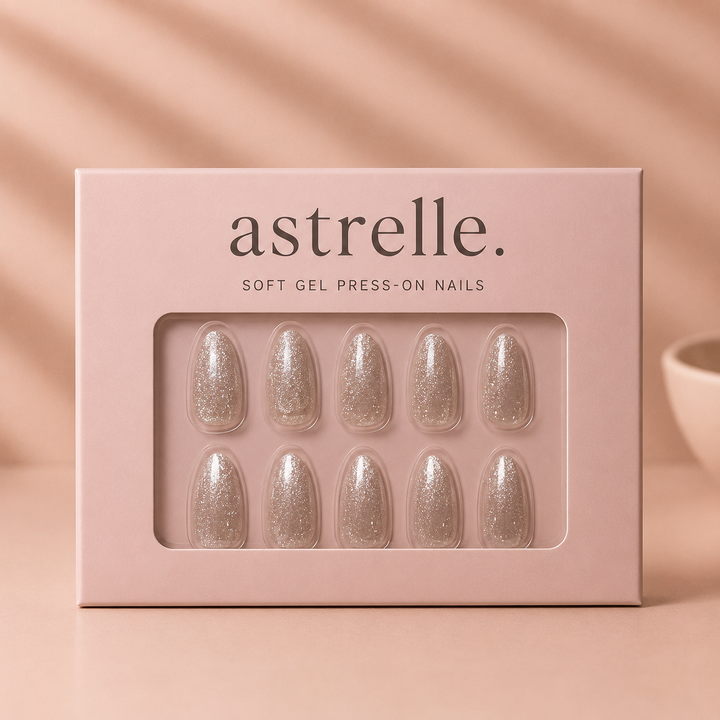 Stardust shimmering soft gel press-on nails by astrelle