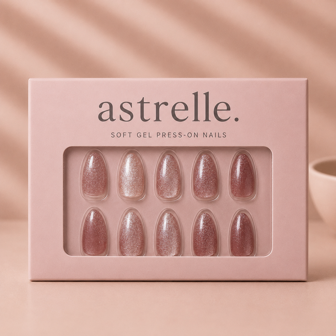 Aura Rose pink cat-eye soft gel press-on nails by astrelle
