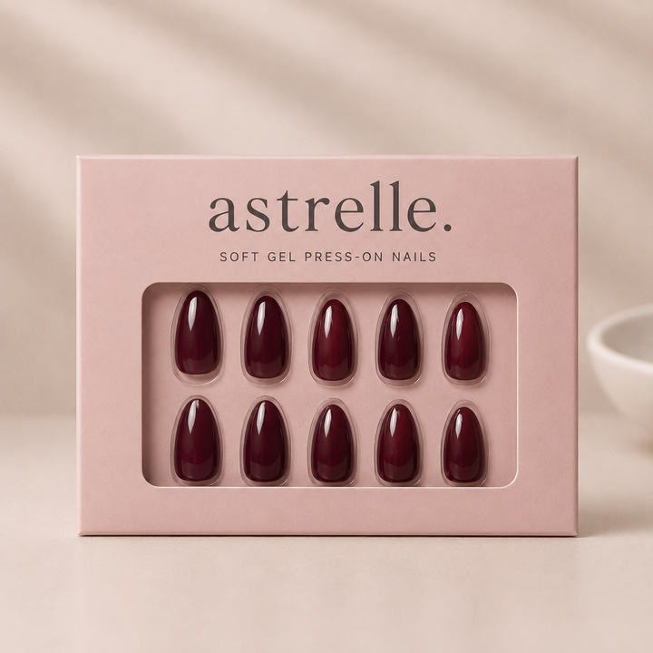 Crush deep burgundy soft gel press-on nails by astrelle