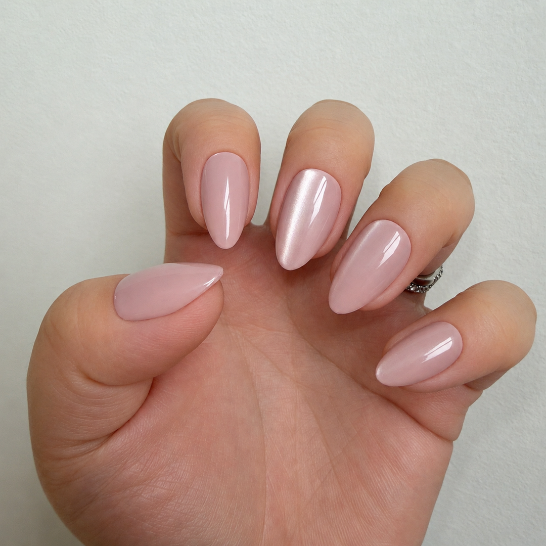 Halo pink cat-eye soft gel press-on nails by astrelle