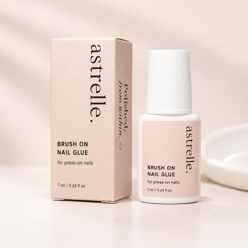 astrelle brush-on press-on nail glue bottle