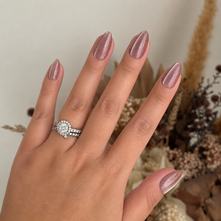Aura Rose pink cat-eye soft gel press-on nails by astrelle