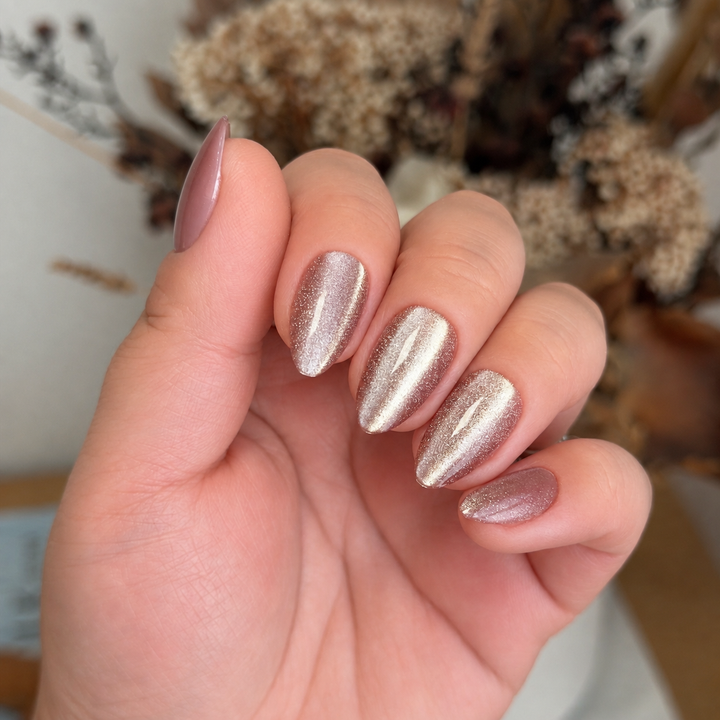 Aura Rose pink cat-eye soft gel press-on nails by astrelle