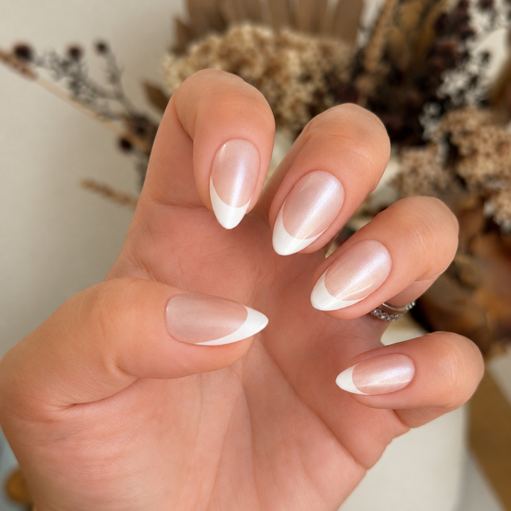 Avery pearl French tip soft gel press-on nails by astrelle