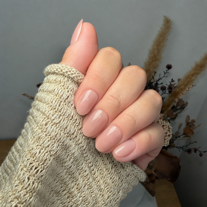Capri milky pink oval soft gel press-on nails by astrelle