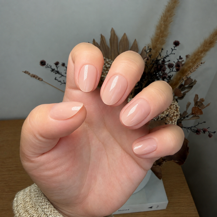 Capri milky pink oval soft gel press-on nails by astrelle