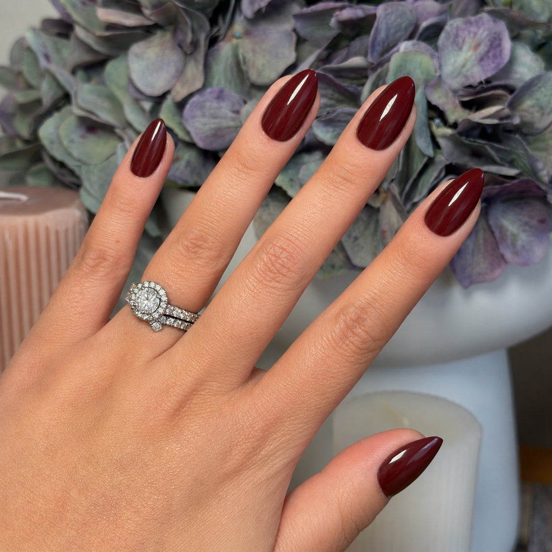 Crush deep burgundy soft gel press-on nails by astrelle