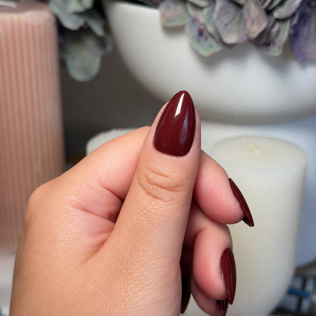 Crush deep burgundy soft gel press-on nails by astrelle