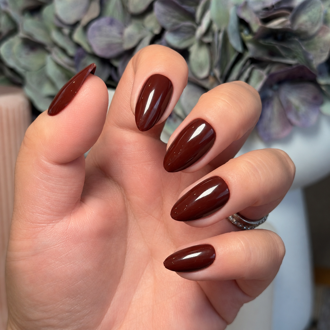 Crush deep burgundy soft gel press-on nails by astrelle