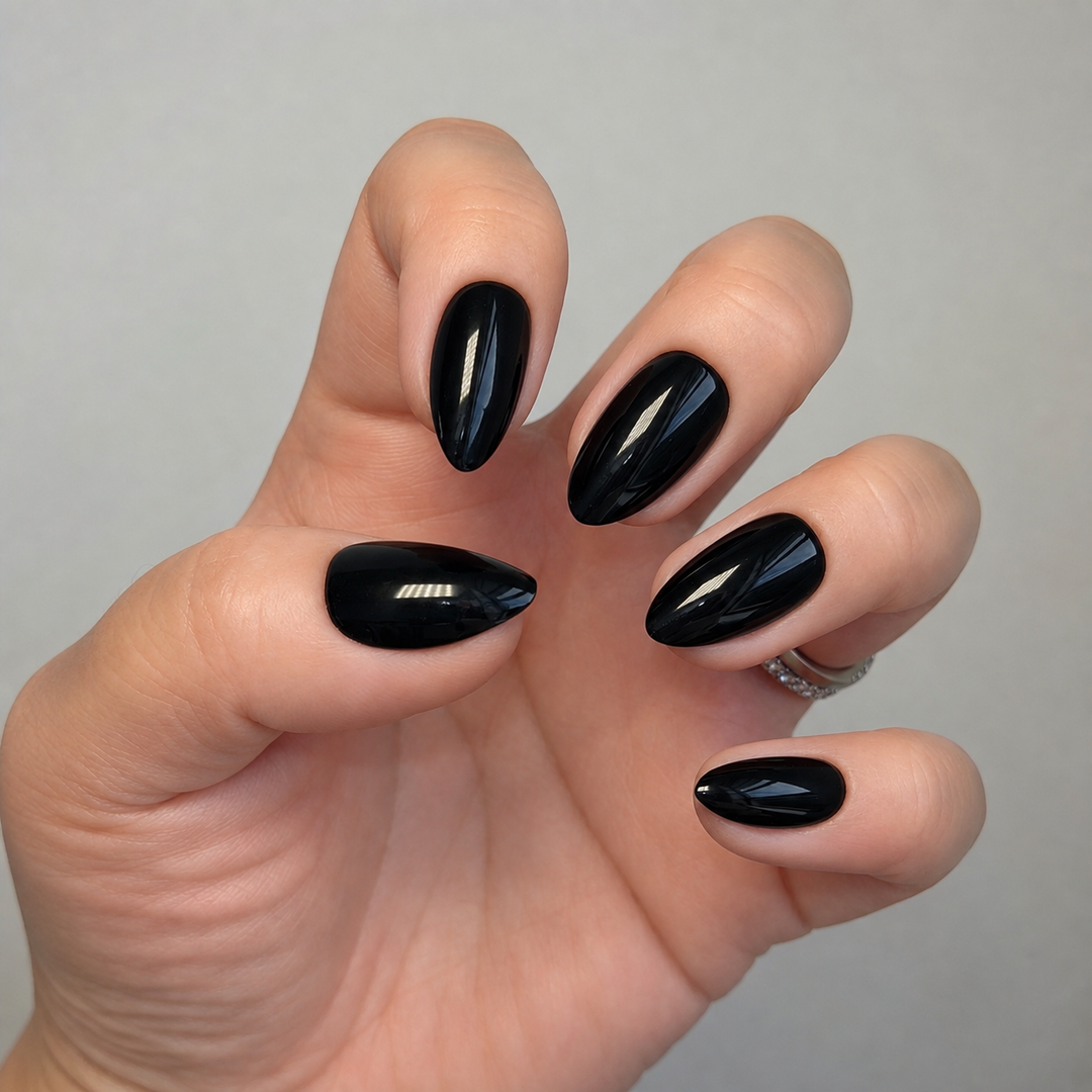 Date Night black soft gel press-on nails by astrelle