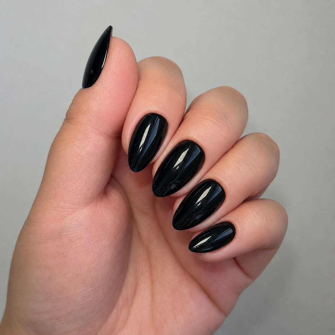 Date Night black soft gel press-on nails by astrelle