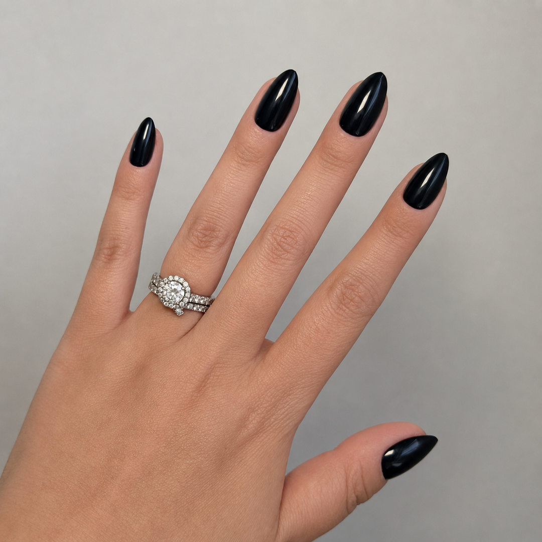 Date Night black soft gel press-on nails by astrelle