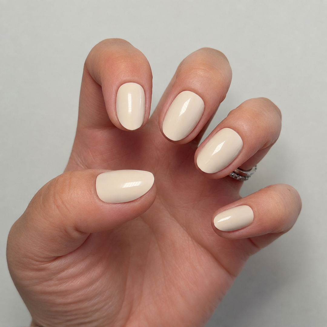 Linen nude soft gel press-on nails by astrelle