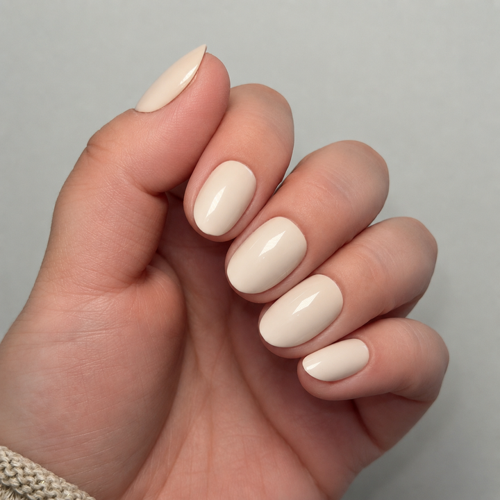 Linen nude soft gel press-on nails by astrelle