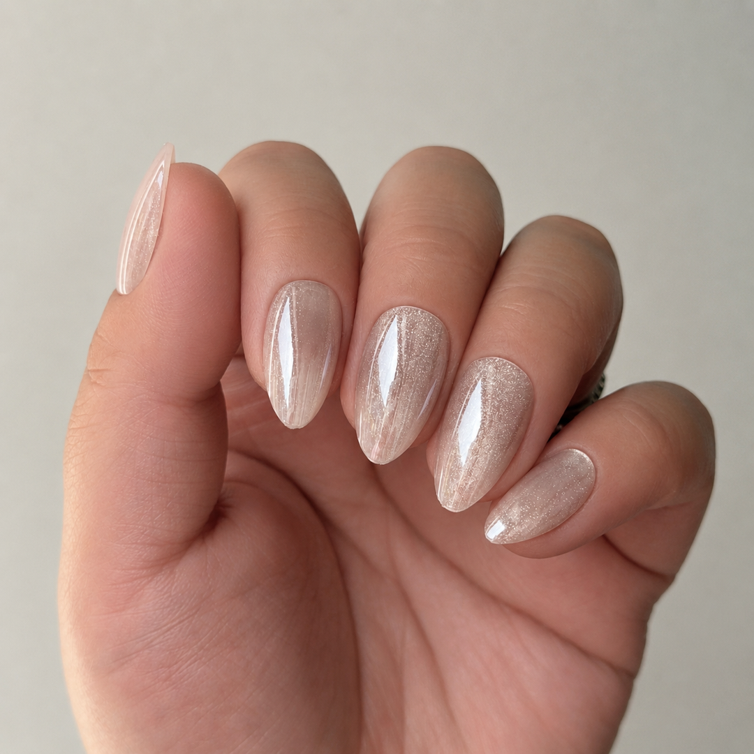 Moonveil shimmering cat-eye soft gel press-on nails by astrelle