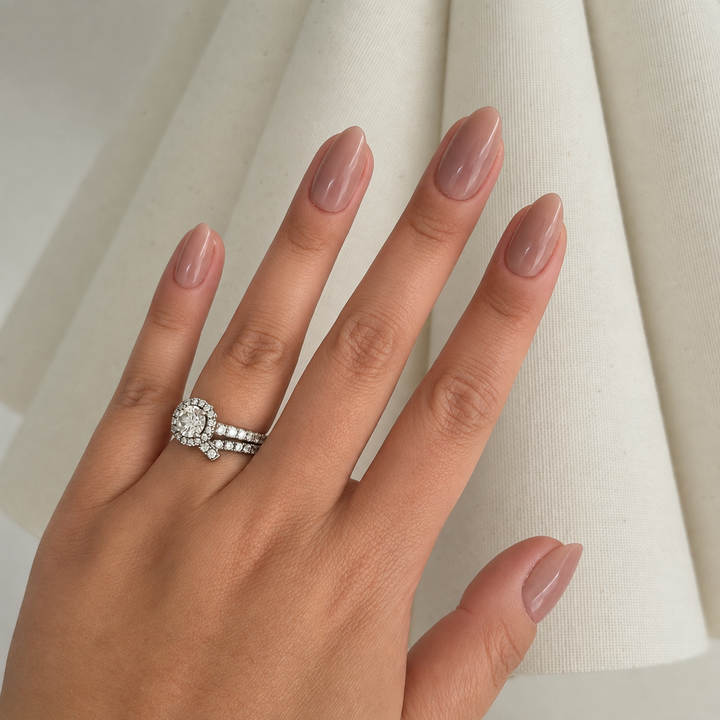 Verona milky pink almond soft gel press-on nails by astrelle