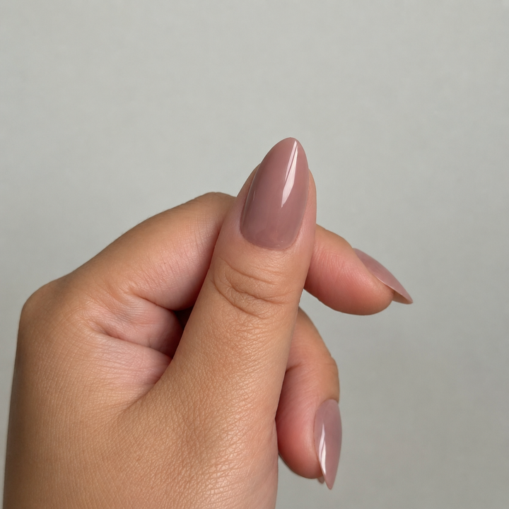 Verona milky pink almond soft gel press-on nails by astrelle